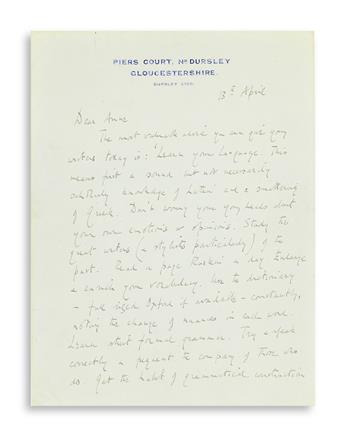 WAUGH, EVELYN. Autograph Letter Signed, to Anne Ford (Dear Anne),